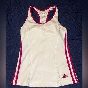 Adidas size small racer, back athletic tank top with built-in sports bra //D